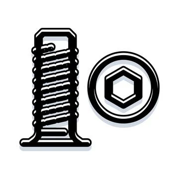 Bolt and hexagon head icon illustrating hardware concept Stock Illustration