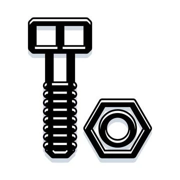 Bolt and nut fastening components for construction engineering Stock Illustration