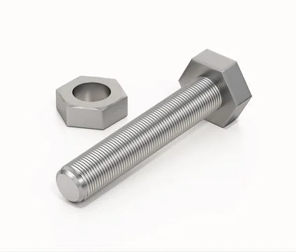 Bolt and nut isolated on white background. 3D illustration Stock Illustration