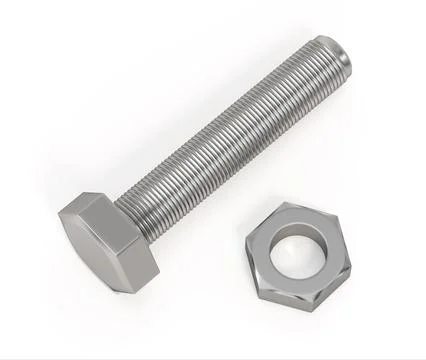 Bolt and nut isolated on white background. 3D illustration Иллюстрация