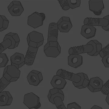 Bolt and nut seamless pattern. Mechanical vector background Stock Illustration