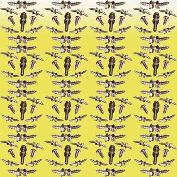 Bolt and nut washer screw on yellow-white gradient background. patte Stock Illustration