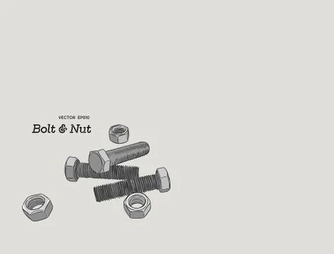 Bolt and nuts , hand draw sketch vector. Stock Illustration
