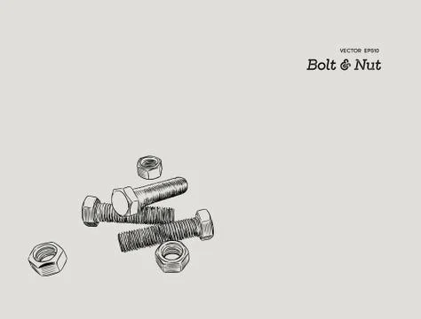 Bolt and nuts , hand draw sketch vector. Stock Illustration