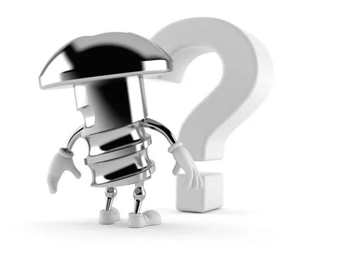 Bolt character looking at question mark symbol Stock Illustration