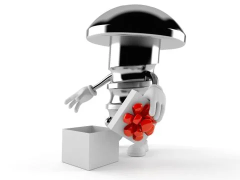 Bolt character with open gift Stock Illustration
