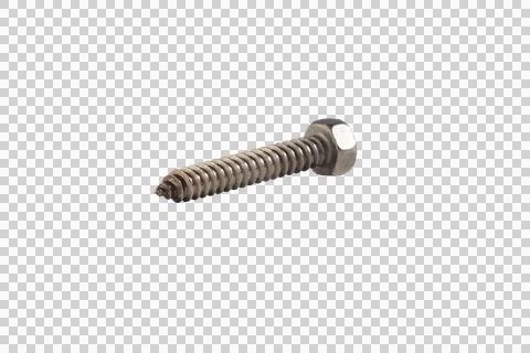 Bolt close-up isolated on a transparent background. Hexagon head screw on t.. Stock Photos