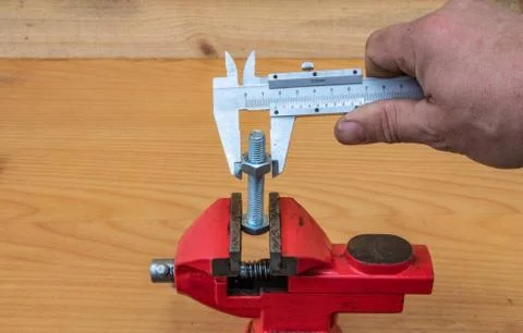 Bolt diameter measurement technology using calipers Stock Photos