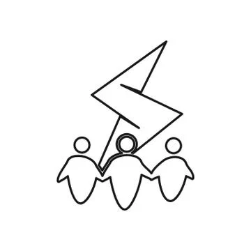 Bolt electric people Commitment Teamwork Together Outline Logo 스톡 일러스트