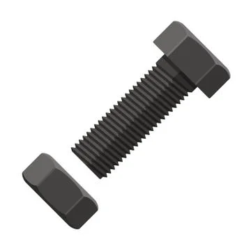 Bolt with fastening nut in flat design Stock Illustration