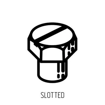 Bolt head slotted outline icon and education illustration Stock Illustration
