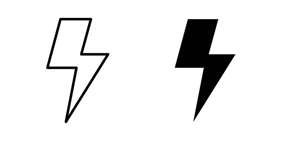 Bolt icon solid, line, and editable vector set. Stock Illustration