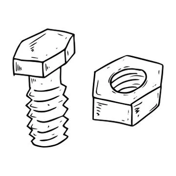 Bolt icon. Vector illustration of a screw. Hand drawn bolt, screw tool. Stock Illustration