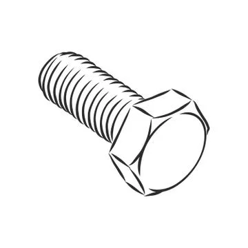 Bolt icon. Vector illustration of a screw. Hand drawn bolt, screw tool. bolt, Stock Illustration