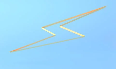 Bolt lighting white 3d rendering icon on blue pastel background. Realistic Illustrazione stock