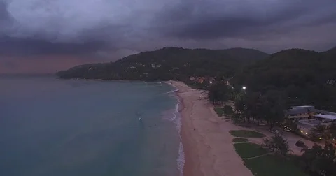 Bolt Lightning From An Electrical Storm At Karon Beach, Phuket, Thailand, Aerial Video stock 80190452