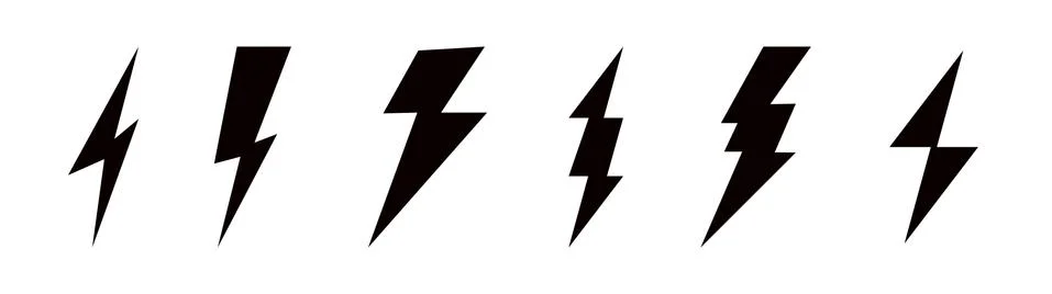 Bolt lightning set. Icon thunderbolt in flat style. Vector Stock Illustration