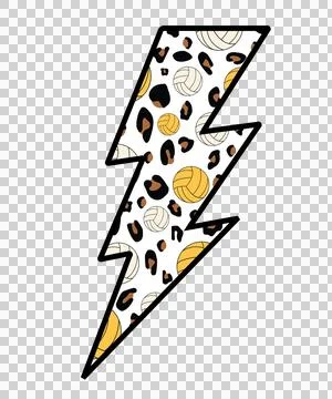 Bolt Lightning With Volleyball Pattern patterned silhouette Stock Illustration