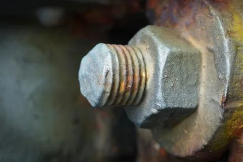 Bolt with nut close-up Stock Photos