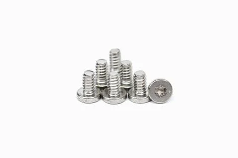 Bolt &amp; nut closeup white background. Stock Photos