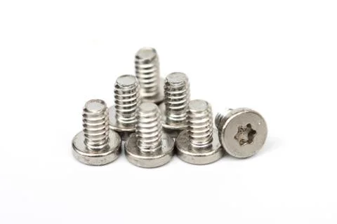 Bolt &amp; nut closeup white background. Stock Photos