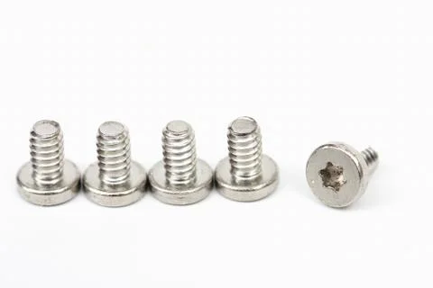 Bolt &amp; nut closeup white background. Stock Photos