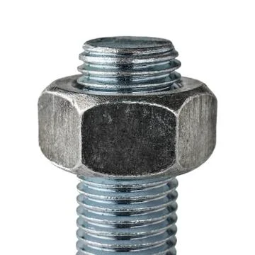 Bolt with a nut isolated on white Foto stock