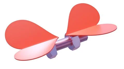 Bolt Nut Red Hearts Stock Illustration