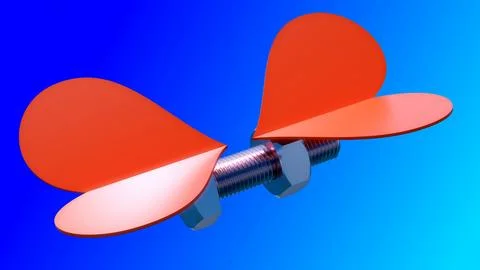 Bolt Nut Red Hearts Stock Illustration