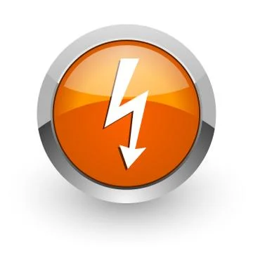 Bolt orange glossy web icon Stock Illustration