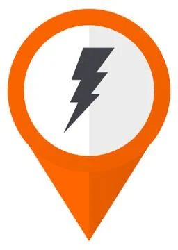 Bolt orange pointer vector icon in eps 10 isolated on white background. Ilustración de archivo