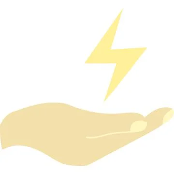 Bolt over hand icon flat vector isolated on white Stock Illustration