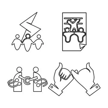 Bolt paper technology Commitment Teamwork Together Outline Logo Stock Illustration