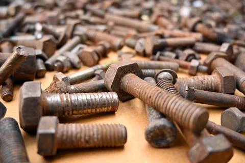 Bolt Plain Nut Rusty Ocher Stock Photos