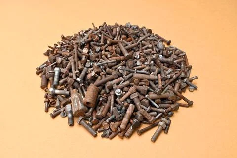 Bolt Plain Stainless Hex Nut Rusty Ocher Circle Stockfoto's