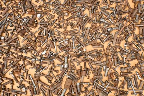 Bolt Plain Stainless Hex Nut Rusty Ocher Stockfoto's