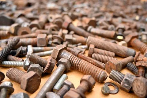 Bolt Plain Stainless Threaded Rod  Rusty Ocher Stockfoto's