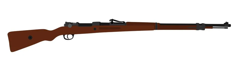 Bolt rifle M 98 vector silhouette illustration isolated on white Stock Illustration