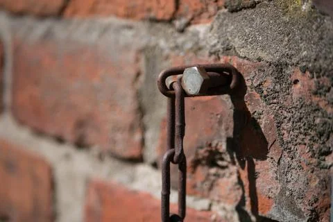 Bolt with rusty chain Stock Photos