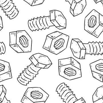 Bolt, screw, nut seamless pattern. Vector illustration background of a bolt a Stock Illustration