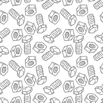 Bolt, screw, nut seamless pattern. Vector illustration background of a bolt a Illustrazione stock