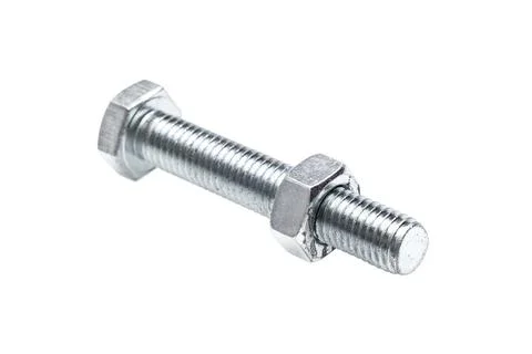 A bolt with a screwed nut isolated on a white. Stock Photos