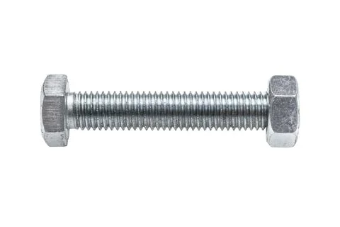 Bolt with a threaded nut isolated on a white background. Stock Photos