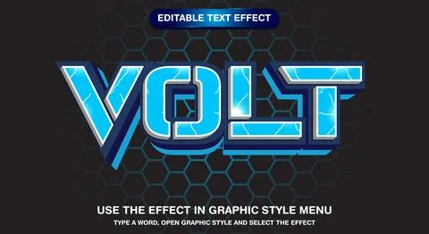 Bolt thunder flash lightning typography editable text effect template Stock Illustration