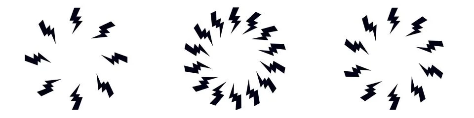 Bolt zap circle frame.Flash lightning round border Stock Illustration