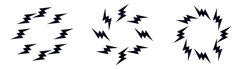 Bolt zap circle frame.Flash lightning round border Stock Illustration
