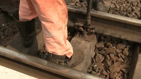 Bolting track rail Stock Footage 28529553