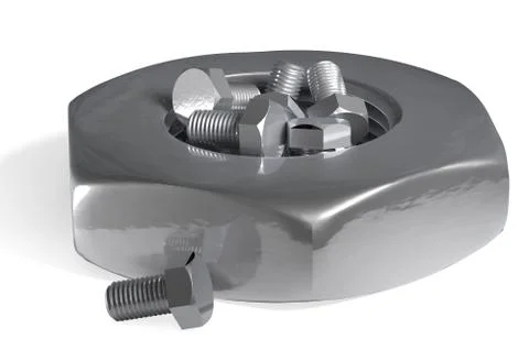 Bolts and Nut incompatible 3d illustration Stock Illustration
