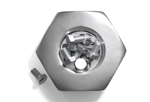Bolts and Nut incompatible 3d illustration Stock Illustration