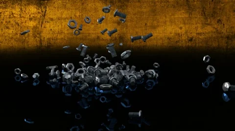Bolts and Nuts Falling with Matte - version: Technical Background 07 (HD) Stock Footage 8920899